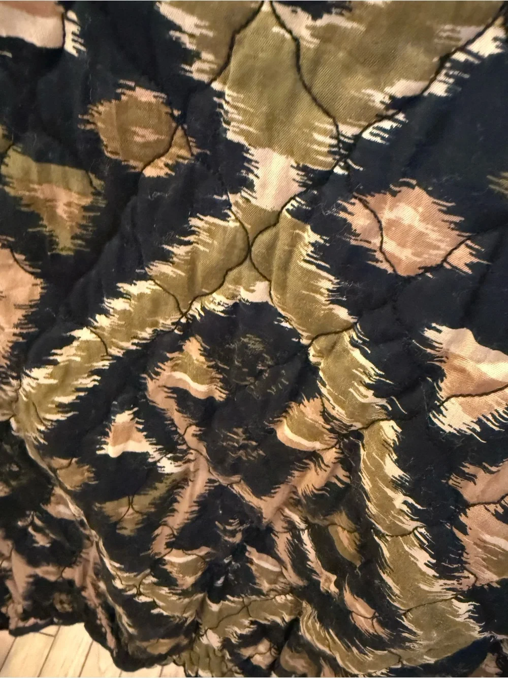 Free People Black & Olive Quilted Pattern Bomber Jacket